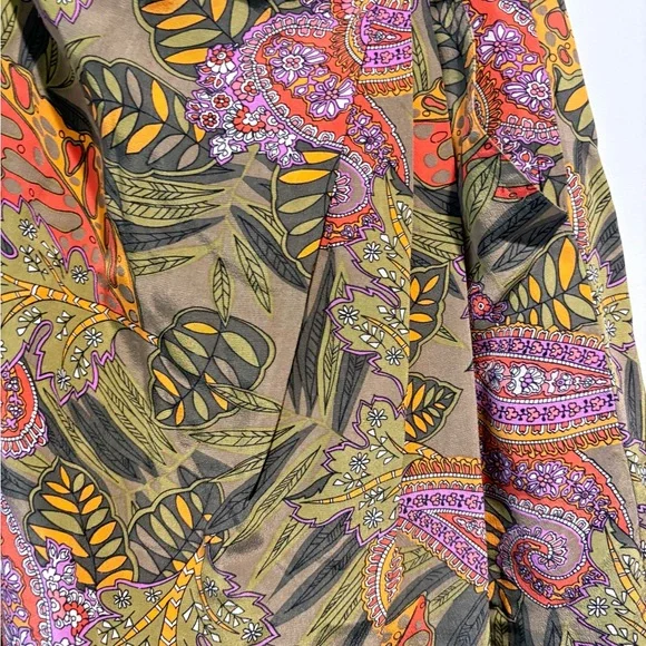 Vintage Sunny LeighFloral silk Paisley A-Line skort in Olivewith  Orange Accents - Picture 4 of 8